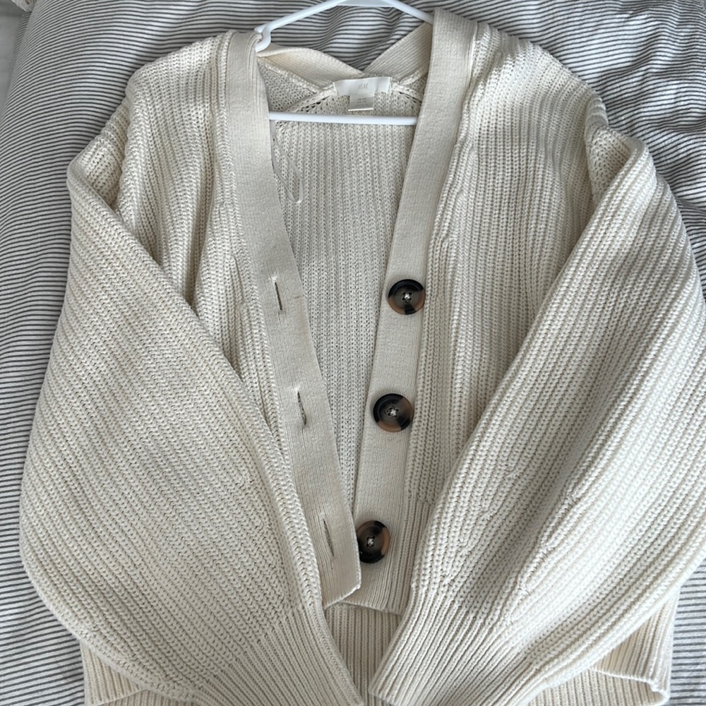 Cream H&M button up cardigan